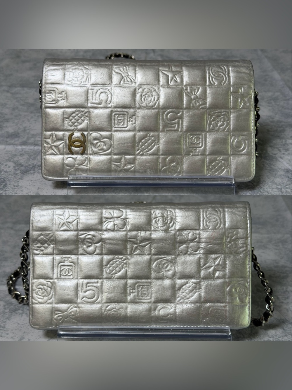 CHANEL vintage Metallic Lambskin "Lucky Symbols" (Icon Line) Wallet